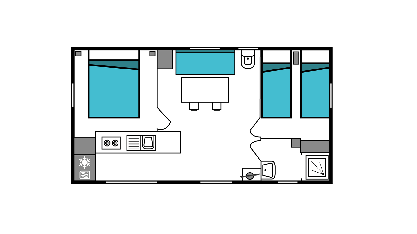 Plan type mobilhome 5-6 personnes VTF St Aygulf