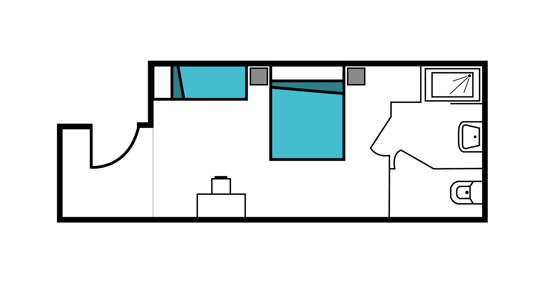 Plan type chambre de 3 personnes à Bandol